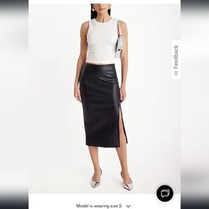 NWT Express Super High Waisted Faux Leather Side Slit Midi Skirt US Size M